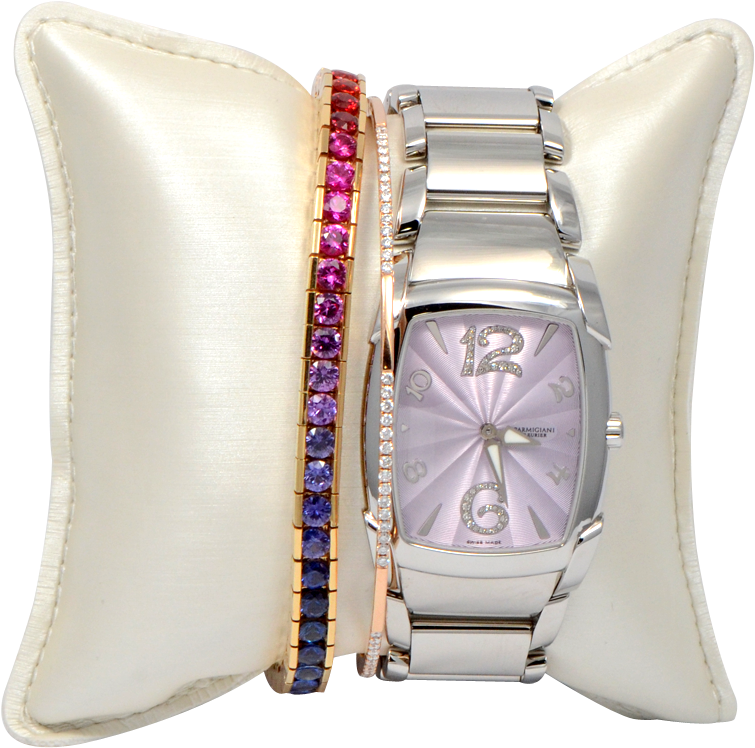 Parmigiani Fleurier Ladies Watch With Stacked Bracelets - Watch (838x807), Png Download