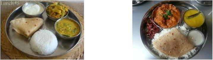 Non Veg Thali > Rice, Roti, Dal, Fry, Chicken Curry, - Dal Rice Pic In Thali (718x205), Png Download