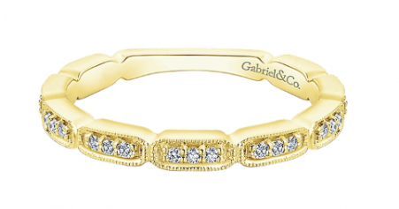 14k Yellow Gold Diamond Stackable Band - Gabriel & Co. Yellow Gold Diamond Rectangle Stack (450x450), Png Download