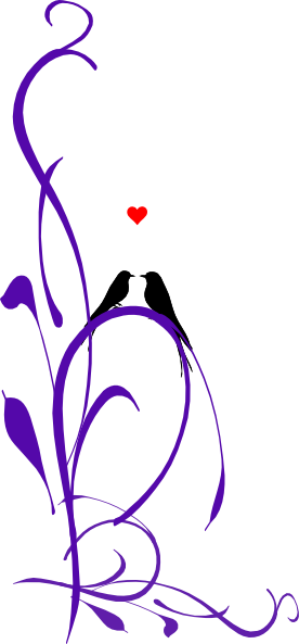 Love Birds On A Branch Clip Art At Clker - Love Birds Clipart Purple (276x593), Png Download