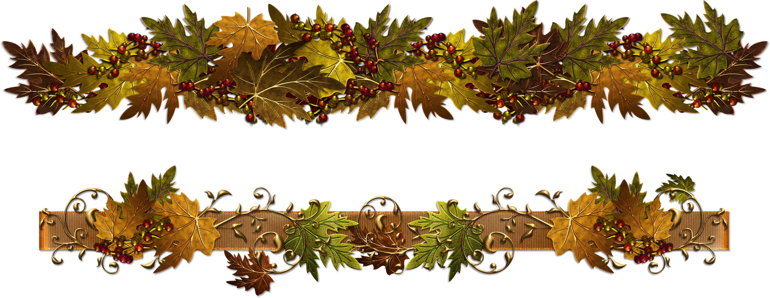 Preview - Fall Leaves Border Png (2500x969), Png Download