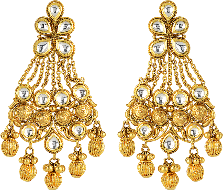 Phalak Chandelier Gold Earring - Ladies Gold Ear Ring (1200x1000), Png Download