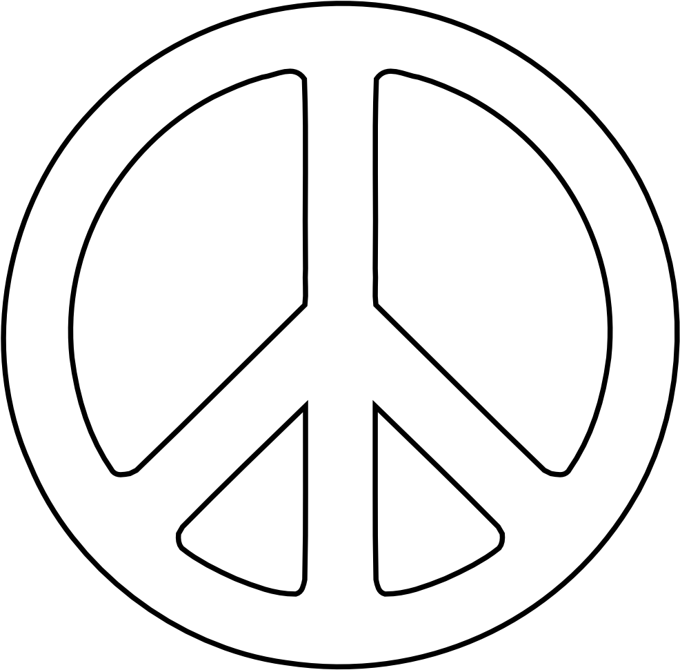 Indian Red Peace Symbol Black White Line Art Bw 999px - White Peace Symbol Png (999x999), Png Download