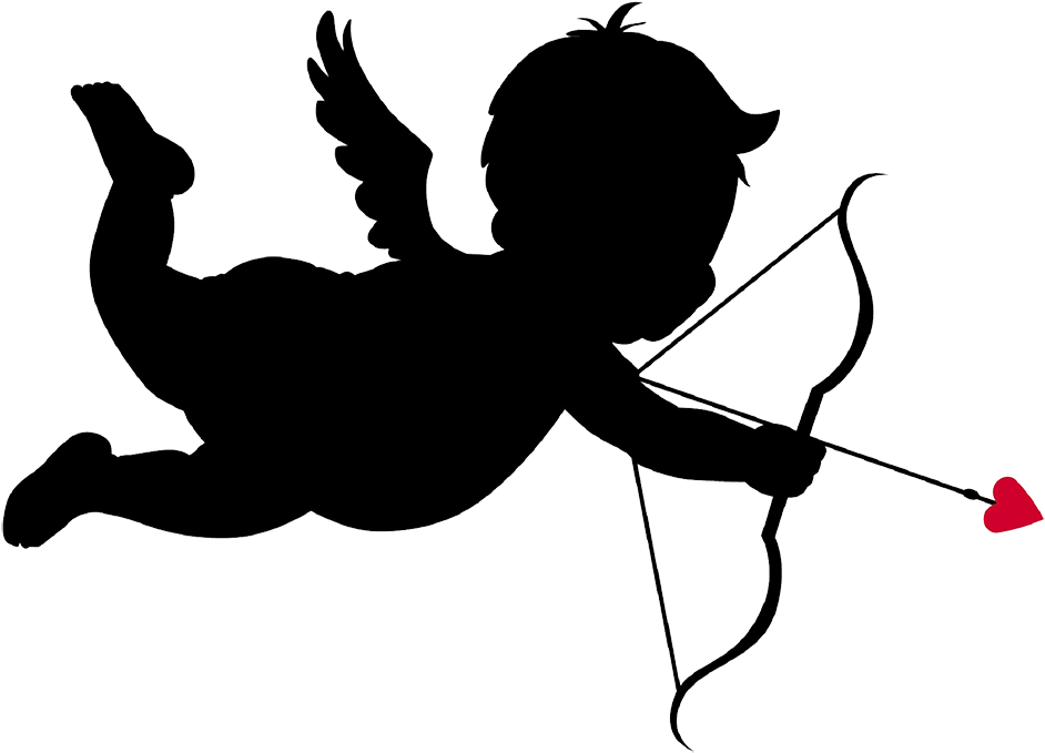Cupid With Bow And Arrow - Cupid Silhouette Png (1004x712), Png Download