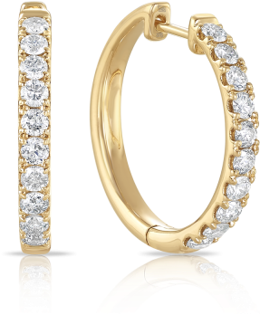 Diamond Huggie Earrings Set In 9ct Yellow Gold - Earring (400x400), Png Download