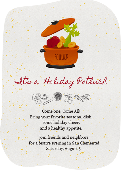 It's A Holiday Potluck - Christmas Party Invites Potluck (400x560), Png Download