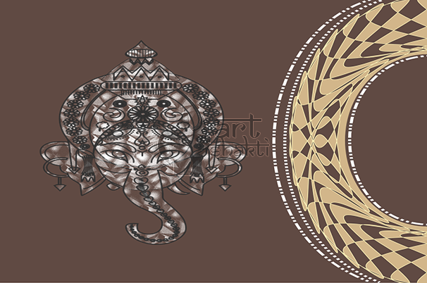 Ganesha Gold Spiral Brown - Illustration (606x402), Png Download