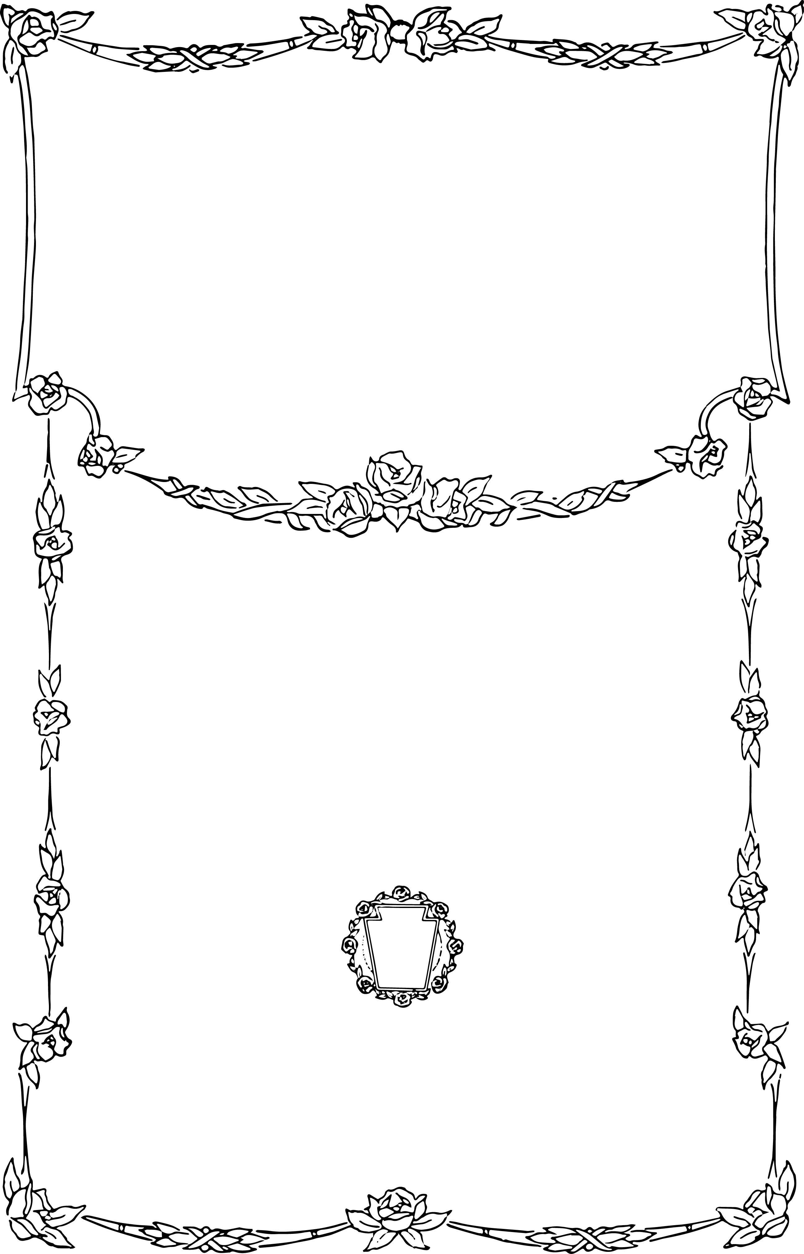 Clipart Black And White Library Free Art Rose Border - Vector Line Png For Border (2596x4048), Png Download