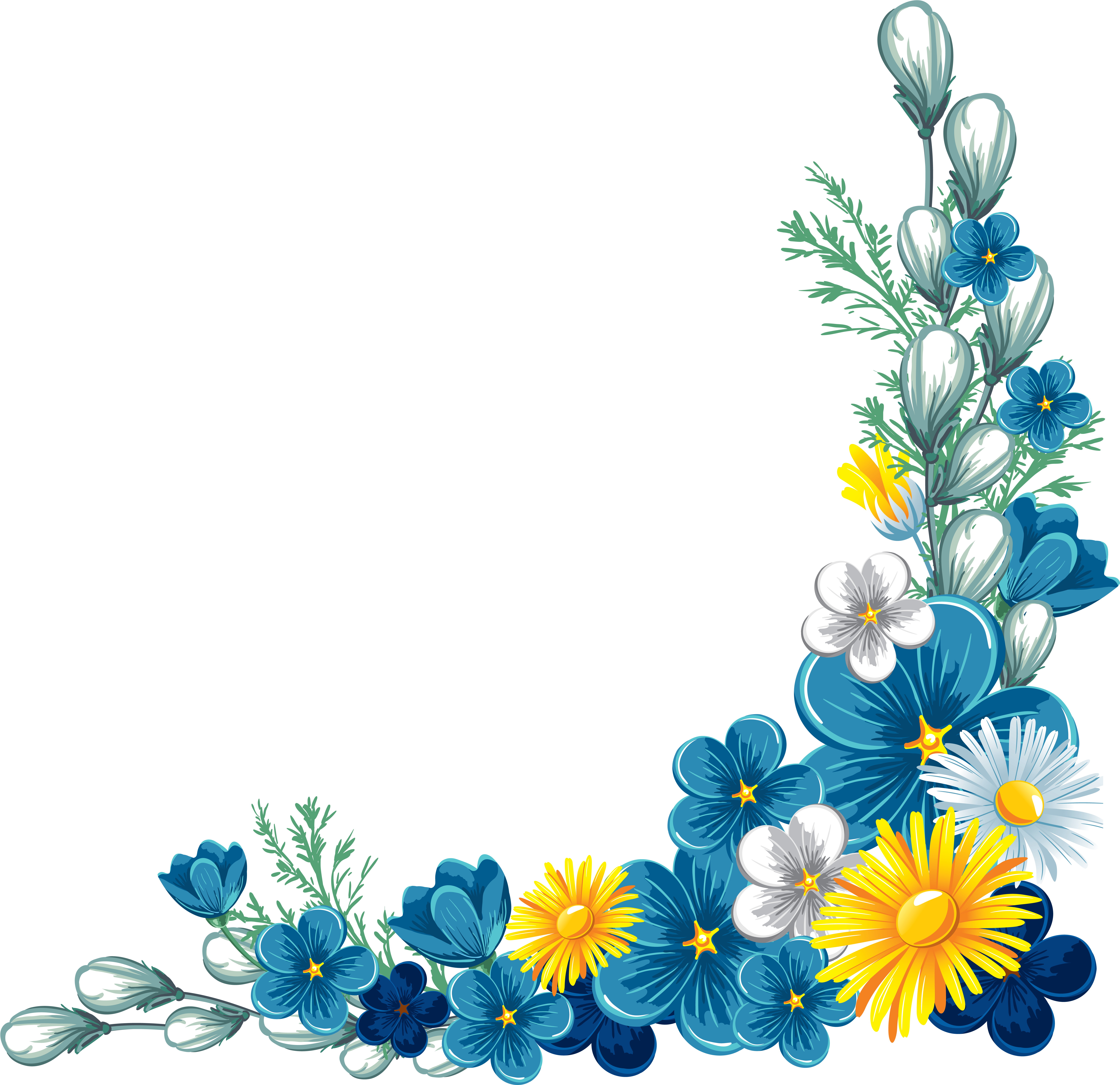 Graphics, Patterns, Flowers, Floral Border, Invitation - Flower Border Png (6542x6353), Png Download
