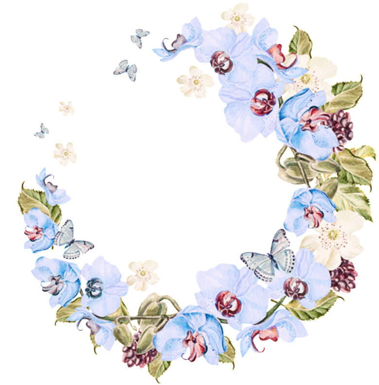 Fresh Light Blue Hand Painted Garland Decorative Elements - Flower (1024x1024), Png Download