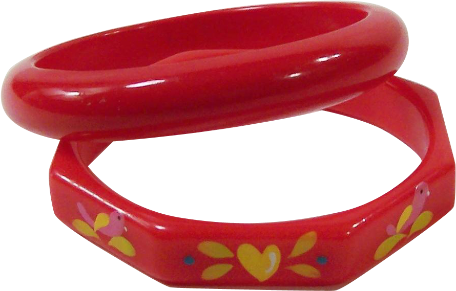 Vintage Red Plastic Bangle Bracelets - Bracelet (889x889), Png Download