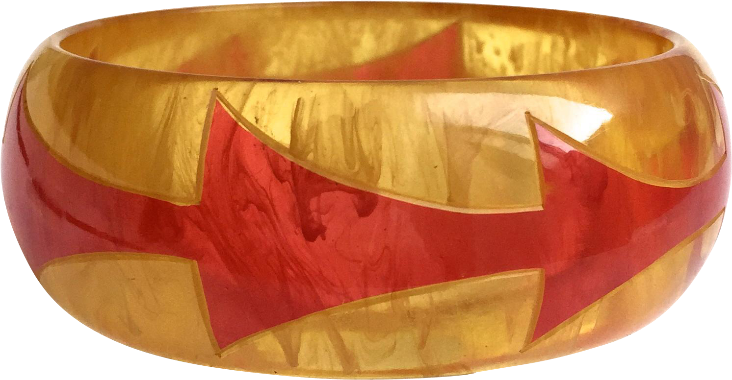 Bakelite Bangle Bracelet Carved With Red Arrows - Bangle (1491x1491), Png Download