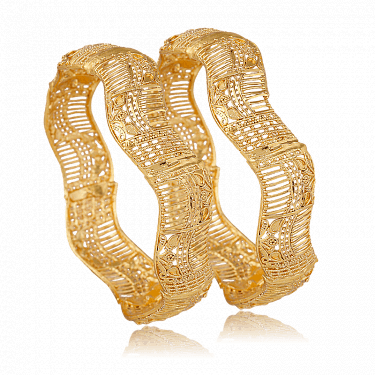 Nilanjan Arts 18k Gold Plated Indian Design Bangles - Gold (375x375), Png Download