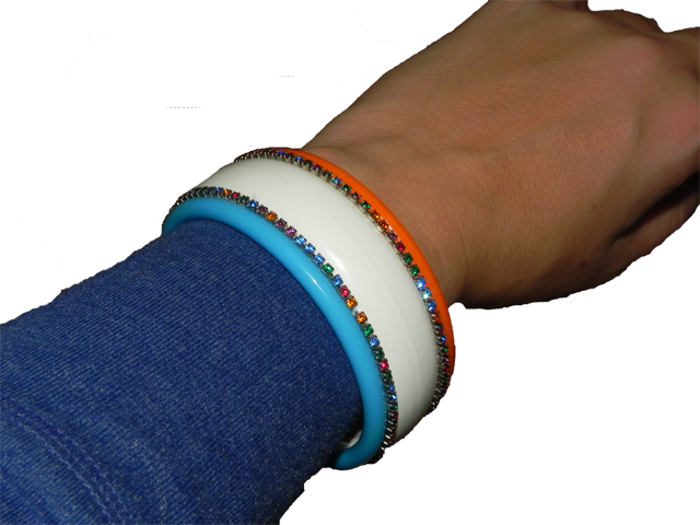 Diy ~ Emporio Armani Inspired Rhinestone Bangle Bracelet - Bracelet (640x480), Png Download