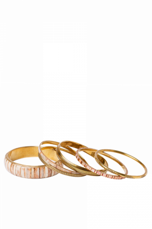 Beige And Gold Strips Bangles - Gold (300x450), Png Download