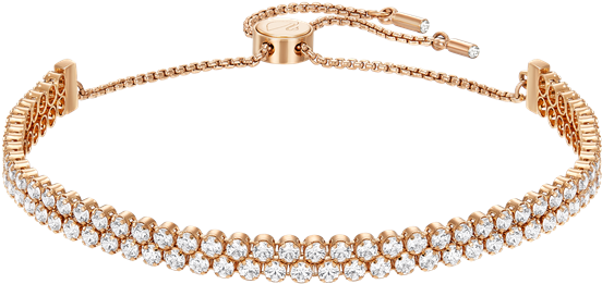 Swarovski Rose Gold Subtle Double Bracelet - Rose Gold Swarovski Bracelet (600x600), Png Download