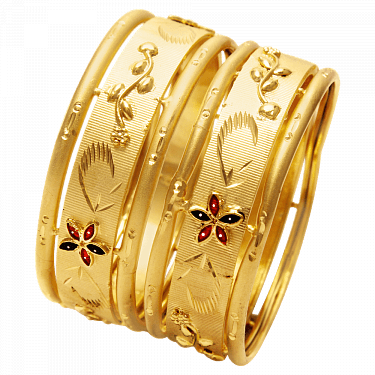 Nilanjan Arts 22k Gold Plated Handmade Bangles Multi (375x375), Png Download
