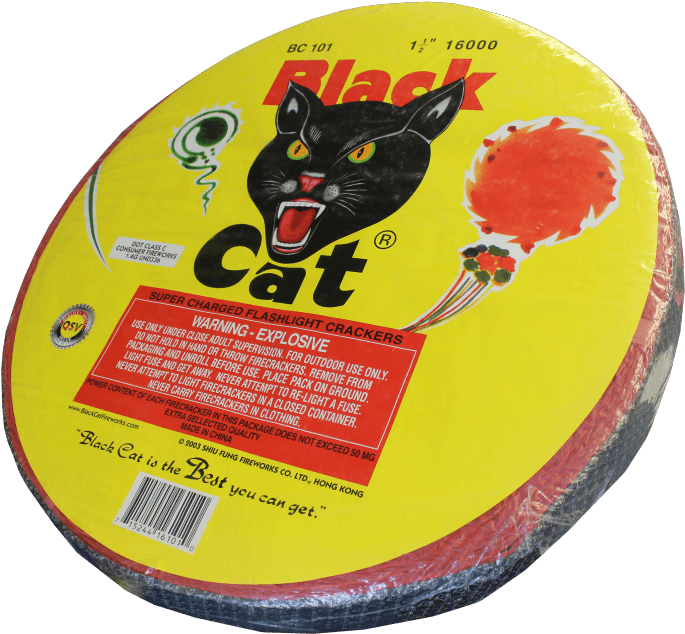 Black Cat 16,000 Roll - Black Cat Firecrackers 1000 (700x645), Png Download
