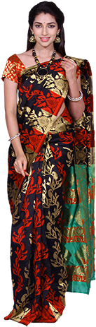 Swaroopa Black Jari Jacquard Cotton Silk Saree Collection - Silk (350x480), Png Download