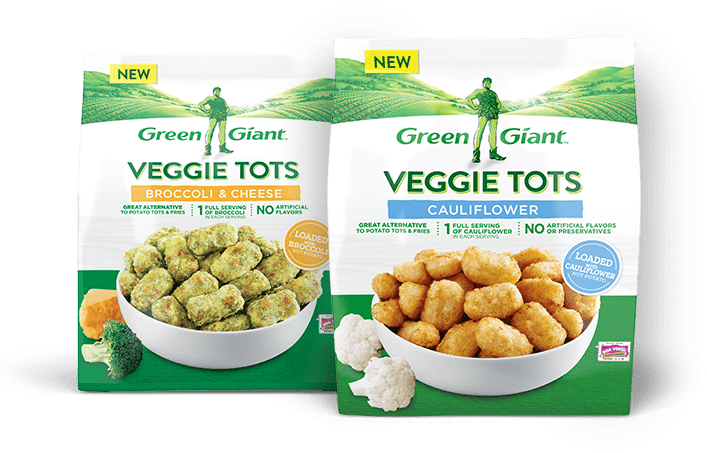 Broccoli & Cheese • Cauliflower - Green Giant Veggie Tots, Cauliflower - 16 Oz (707x453), Png Download
