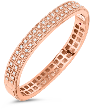 00 Byzantine Barocco 18k Rose Gold Two Row Diamond - Bracelet (480x480), Png Download