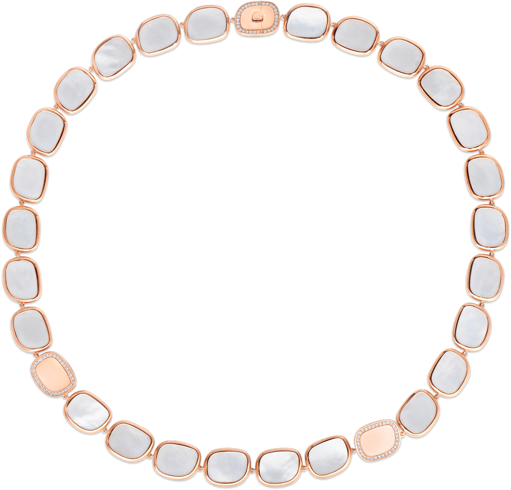 Black Jadenecklace With Mother Of Pearl And Diamond - Necklace (1600x1600), Png Download