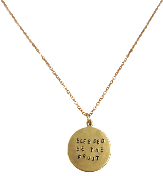 Blessed Be The Fruit Hand-stamped Necklace - Gold Robin Necklace (600x600), Png Download