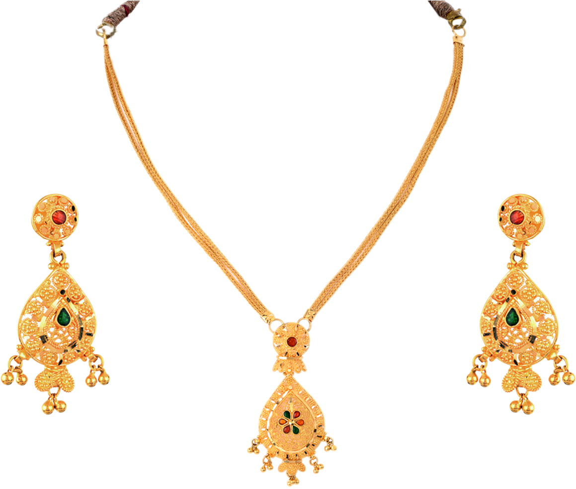 Orra Gold Set Necklace - All Long Earring Kitty Set (1200x1000), Png Download