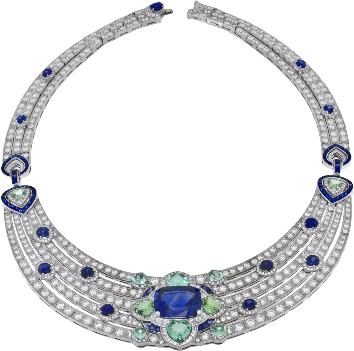 Wild Pop High Jewellery 18 Kt White Gold Necklace Set - Roaring 80 Bulgari (505x394), Png Download