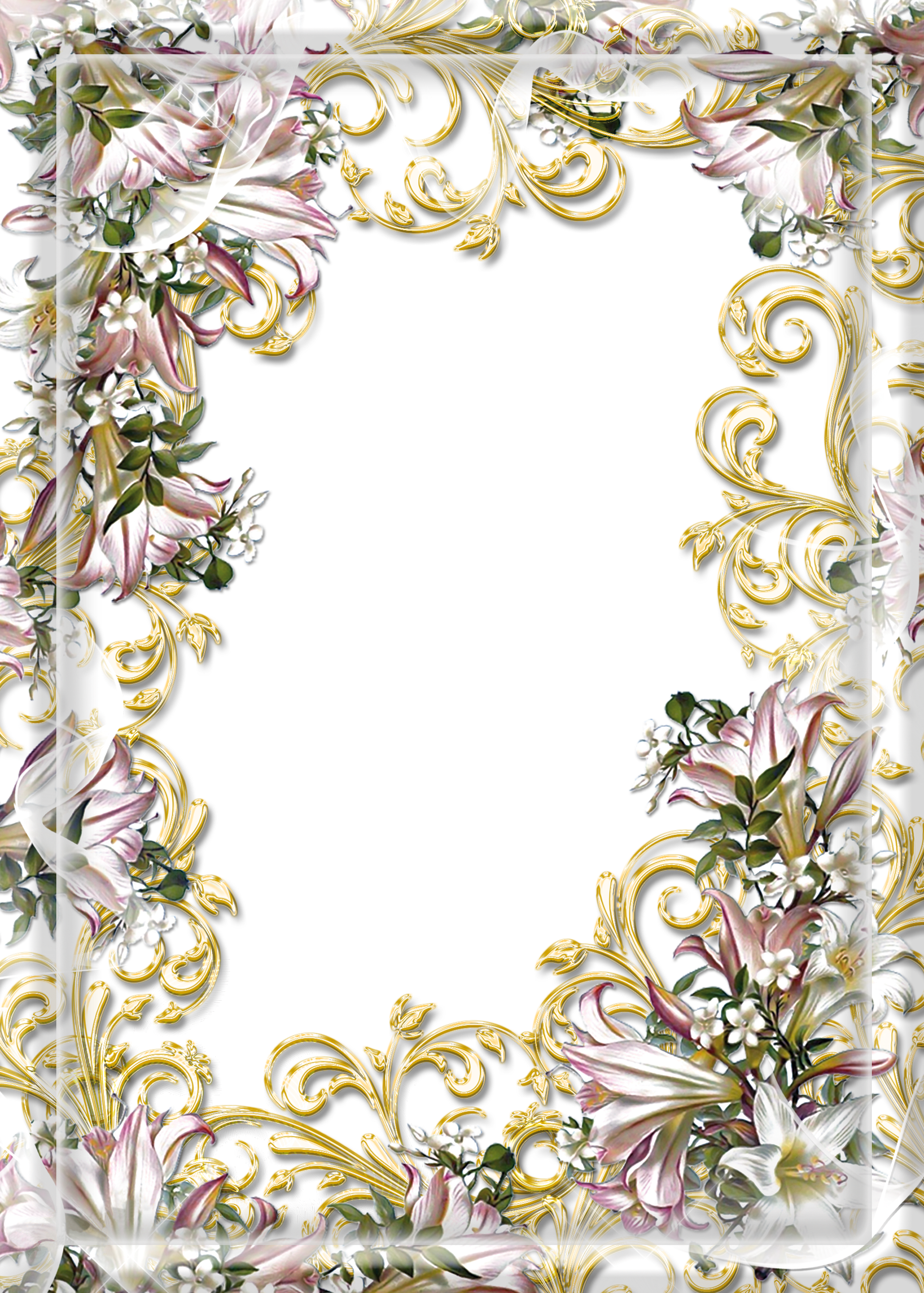Flower Frames Design Png Download - Transparent Png Photo Frame Flowers (2000x2800), Png Download
