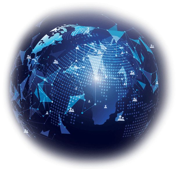 Digitized Globe With Connected People Avatars - Globe (606x582), Png Download