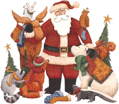 Santa Claus And Animals - .net (492x422), Png Download