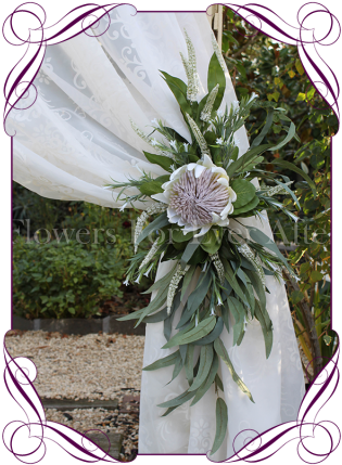 Abigail Ivory Protea Wedding Arbor / Arch Tie Back - Flowers For Ever After (324x438), Png Download