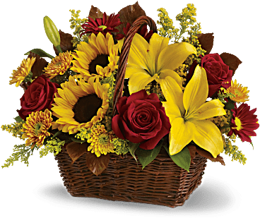 Ef813 Golden Basket - Teleflora Golden Days Basket (368x460), Png Download