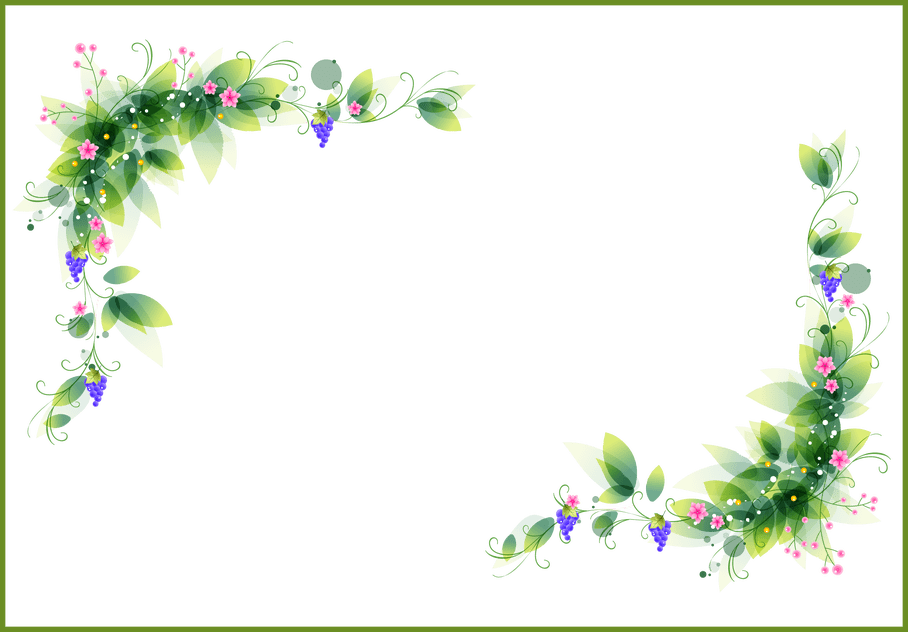 Awesome Floral Decoration Corner Transparent Beautiful - Green Leaf Border Png (908x632), Png Download
