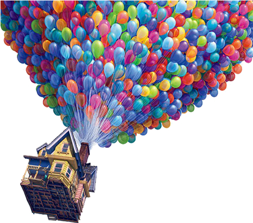 House With The Balloons (500x500), Png Download