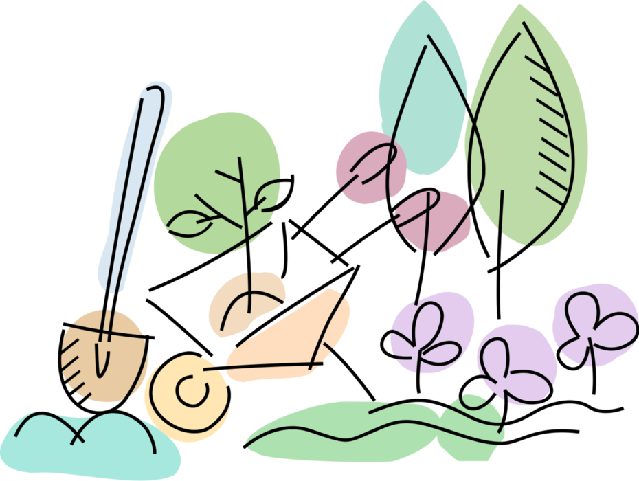 Vector Illustration Of Gardening Wheelbarrow With Shovel (930x700), Png Download