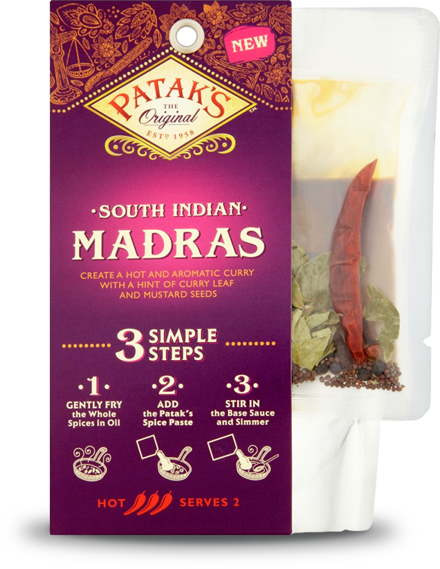 South Indian Madras 3 Step Kit - Patak's South Indian Madras 3 Step Curry Kit (636x822), Png Download