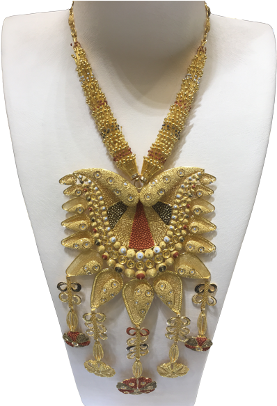 Gold Long Necklace Designs In 50 Grams - Gold (600x600), Png Download