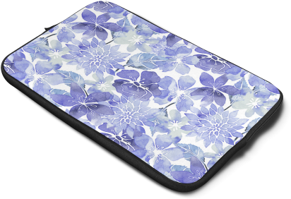 Watercolor Flower Pattern Custom Sleeve For Laptop - Blue Green Watercolor Flower Pattern Laptop Sleeve (500x500), Png Download