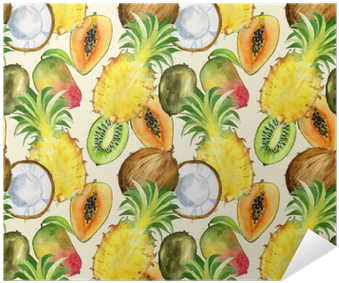 Seamless Pattern With Tropical Exotic Fruits - Tropical Fruit Print Fabric (400x400), Png Download
