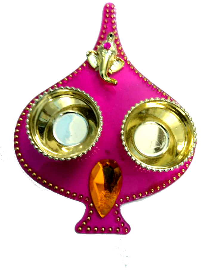 Leaf Ganesh Haldi Kumkum Tray - Locket (1024x972), Png Download