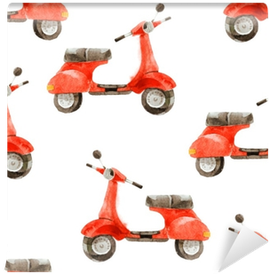 Watercolor Seamless Pattern With Scooter Wall Mural - Scrapbook Customs Getaway Cut Out 2 Paper (400x400), Png Download