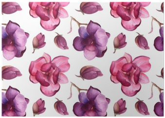 Magnolia Or Tulip Tree Flowers Pattern, Beautiful Watercolor - Watercolor Painting (400x400), Png Download