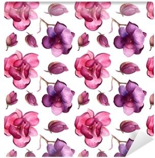 Magnolia Or Tulip Tree Flowers Pattern, Beautiful Watercolor - Canvas (400x400), Png Download