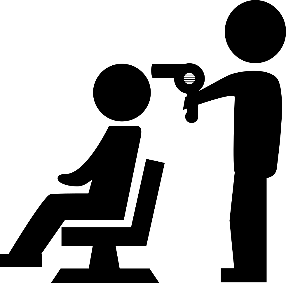 Hairdresser Drying The Hair Of A Client Sitting On - Salon Png Icon (980x970), Png Download