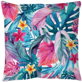 Watercolor Exotic Leaves And Flowers Background - Watercolor Tropical Background Exotc (400x400), Png Download