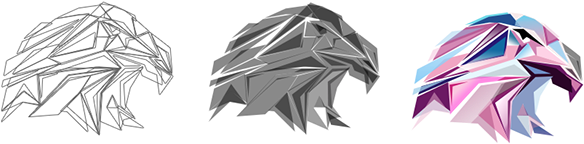 Online Black Background - Geometric Graphic Eagle (600x249), Png Download