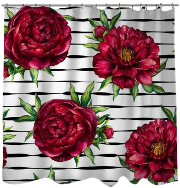 Watercolour Floral And Stripy Seamless Background Of - Fundo Floral Vermelho Para Convite (400x400), Png Download