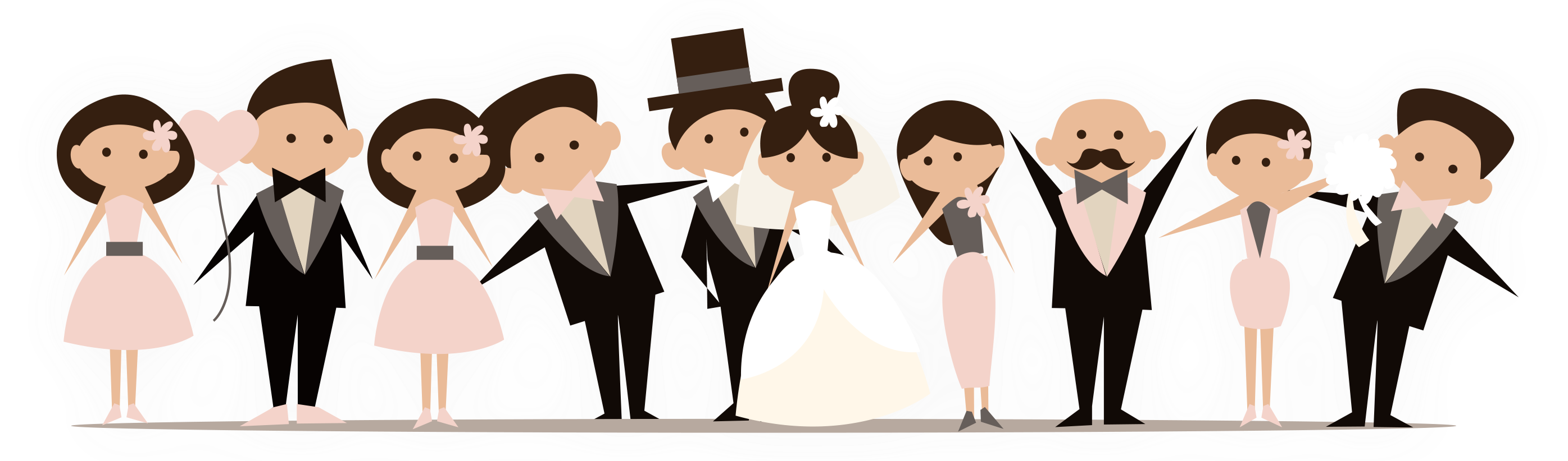 Happily Ever After - Wedding Party Images Cartoon (2791x822), Png Download